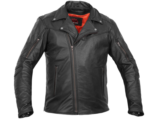 Black Speed Men's Motorcycle Leather Jacket  – Smart Access Pocket