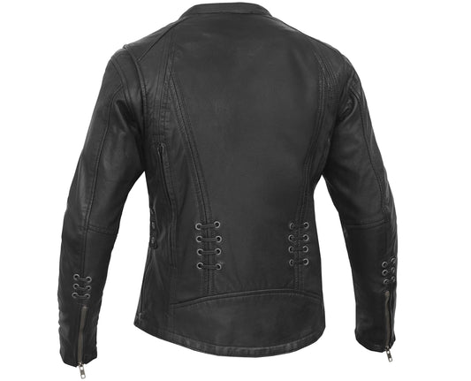 Women's Stylish Jacket with Grommet and Lacing Accents