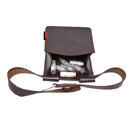 Cowhide Leather Trap Shooting Waist Bag Ammo Shot Gun Storage Shell Pouch Holder Cartridge Pouch 50+