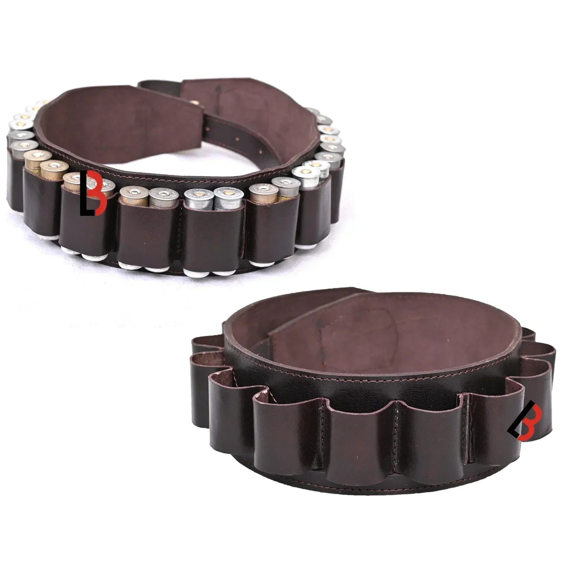 Double Barreled Shotgun Shell Bandolier Belt 12 Gauge Leather Ammunition Carrier