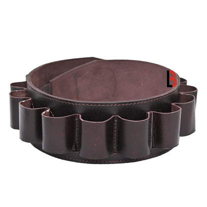 Double Barreled Shotgun Shell Bandolier Belt 12 Gauge Leather Ammunition Carrier