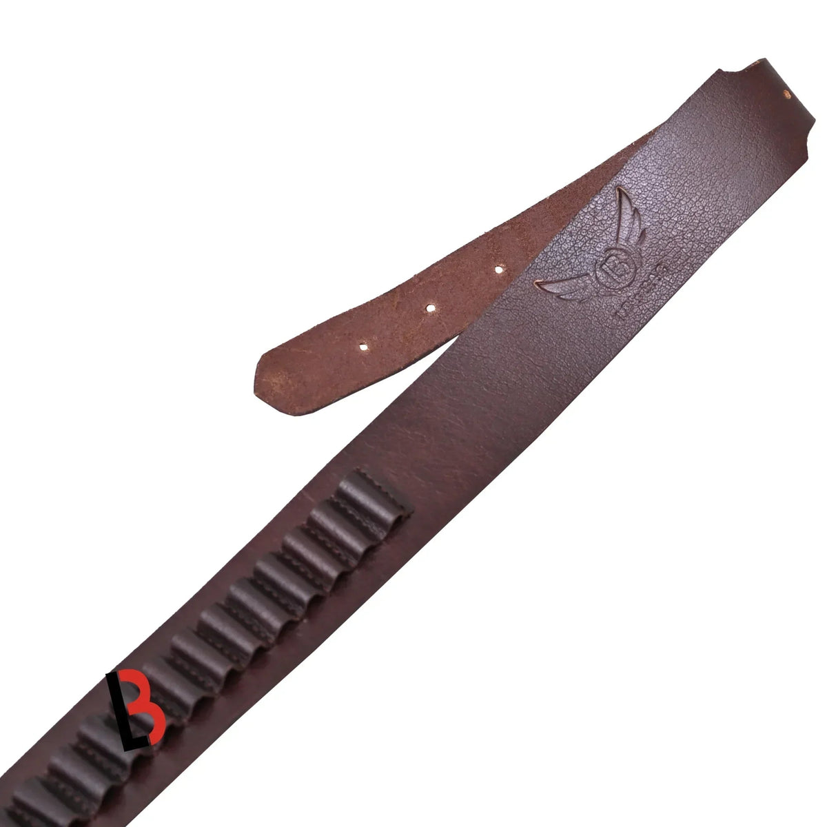 Cowhide Leather Adjustable Bandolier Cartridge Belt for.22, Vintage Brown