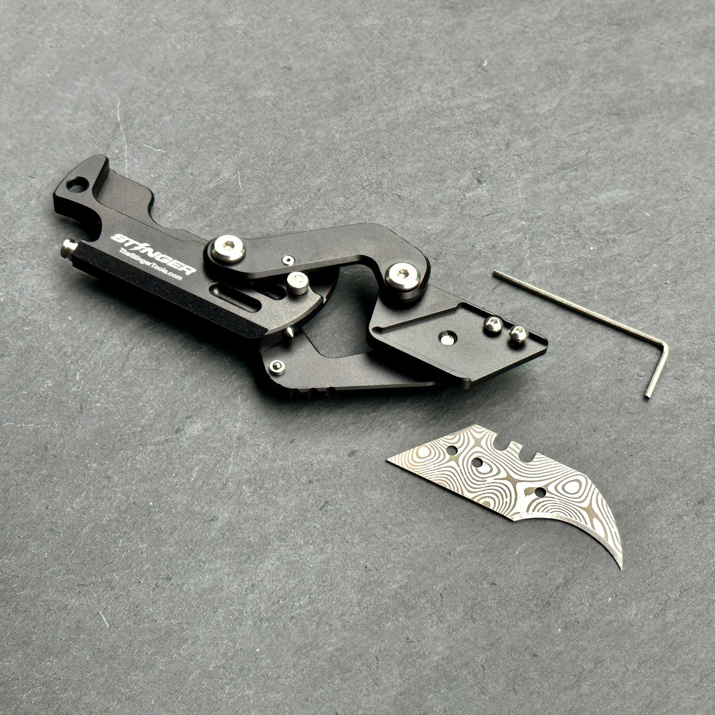 Stinger Dog Tag Tool, Folding Pocket Utility - Matte Black