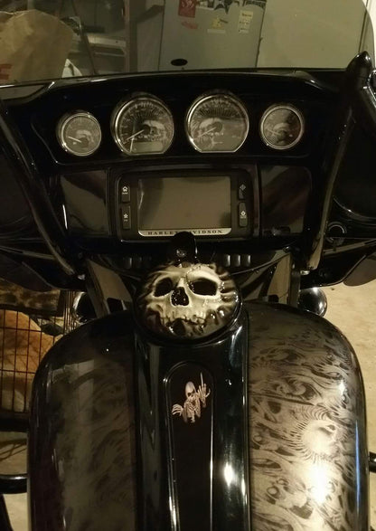 Realistic skull on Harley touring fuel door