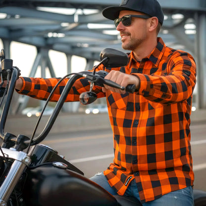 Hot Leathers FLM2007 Mens Orange and Black Long Sleeve Flannel Shirt