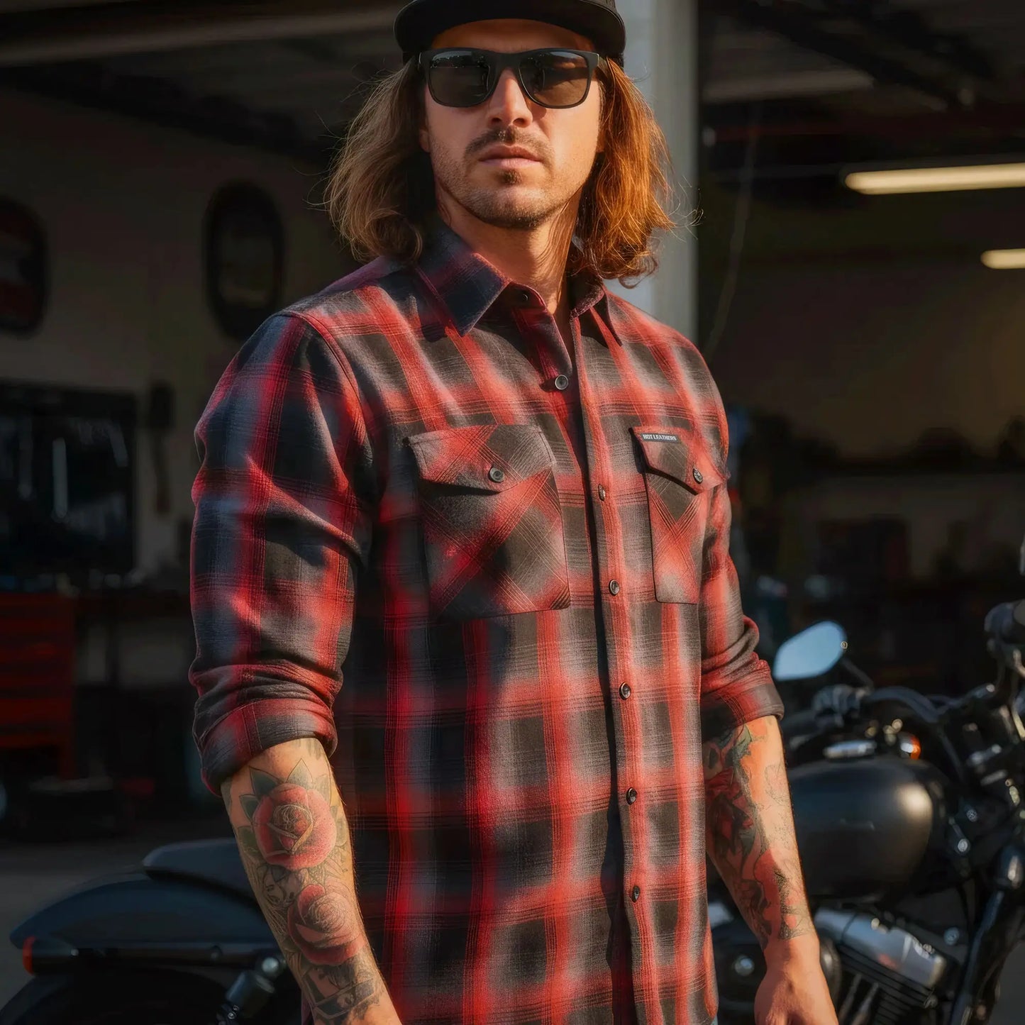 Hot Leathers FLM2017 Men's Red and Gray Long Sleeve Flannel Shirt