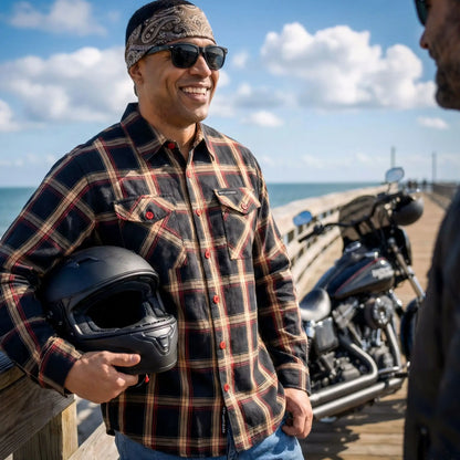 Hot Leathers Black Tan and Red Flannel Shirt
