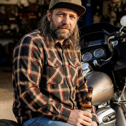 Hot Leathers Black Tan and Red Flannel Shirt