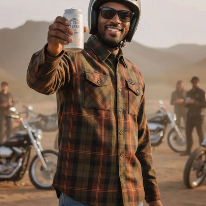 Hot Leathers Green Orange and Brown Flannel Shirt
