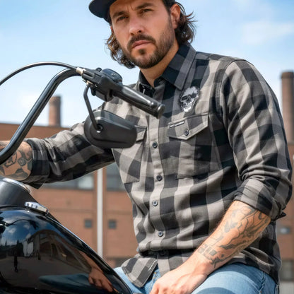 Hot Leathers FLM2101 Men's 'Grave Rub' Flannel Long Sleeve Shirt