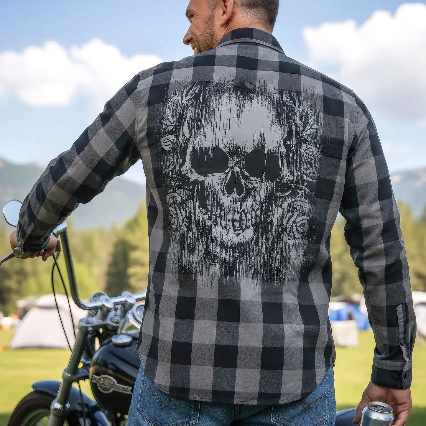 Hot Leathers FLM2101 Men's 'Grave Rub' Flannel Long Sleeve Shirt