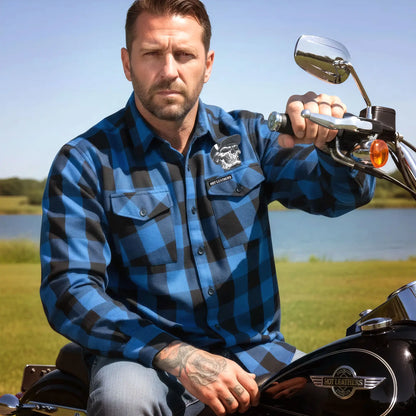 Hot Leathers FLM2107 Men's 'Snap Back Skull' Flannel Long Sleeve Shirt