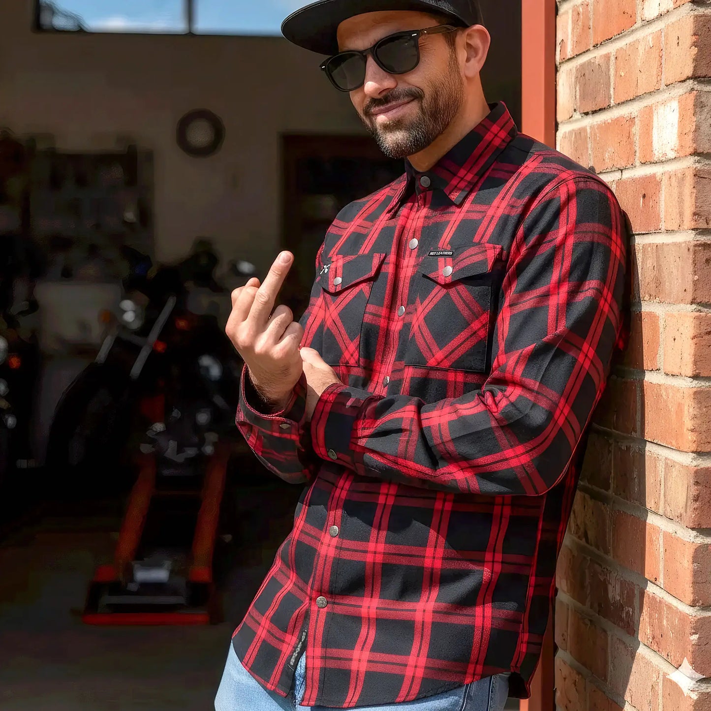 Hot Leathers FLM3001 Men's 'Red and Black' Long Sleeve Flannel