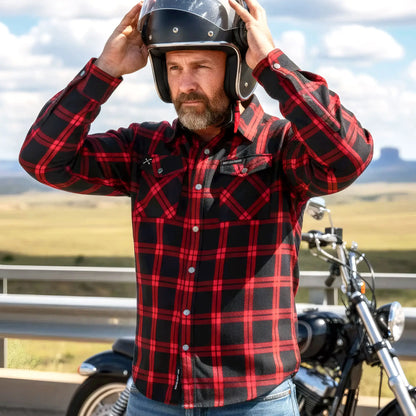 Hot Leathers FLM3001 Men's 'Red and Black' Long Sleeve Flannel