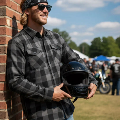 Hot Leathers FLM2001 Mens Black and Gray Long Sleeve Flannel Shirt