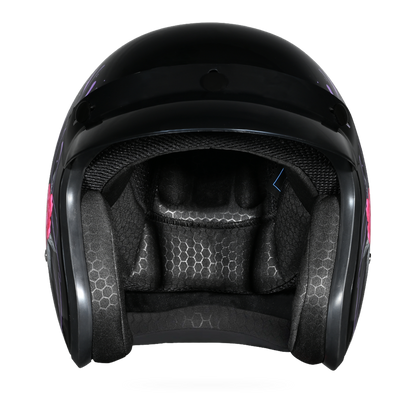 DOT Approved Daytona Cruiser Open Face Motorcycle Helmet - Men, Women & Youth - With Visor & Graphics - W/ Butterfly