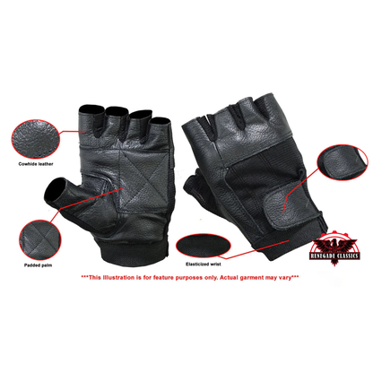 Leather / Mesh Fingerless Glove