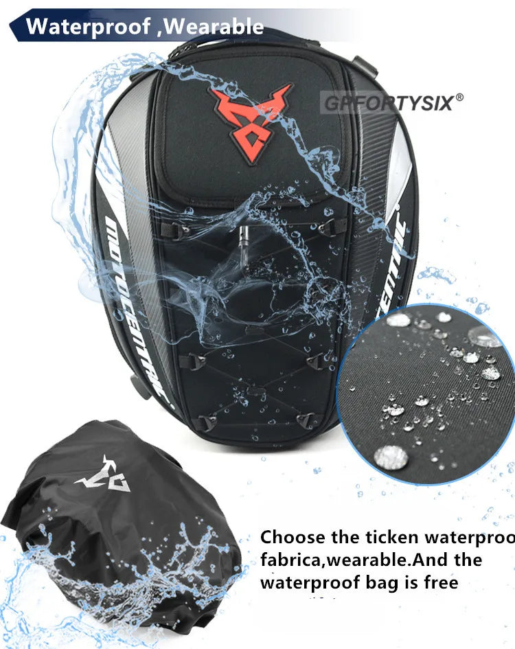 Motocentric Motorcycle Back Seat Bags Waterproof Multifunctional