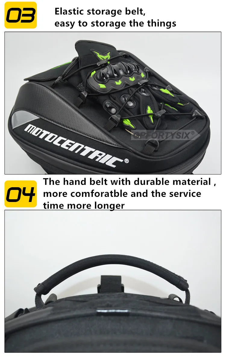 Motocentric Motorcycle Back Seat Bags Waterproof Multifunctional