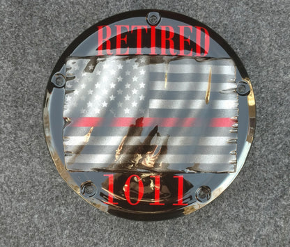 Retired firefighter themed derby cover