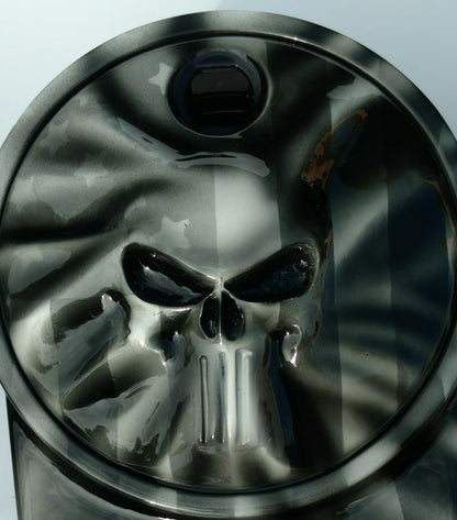 3D Skull with American flag Harley fuel door