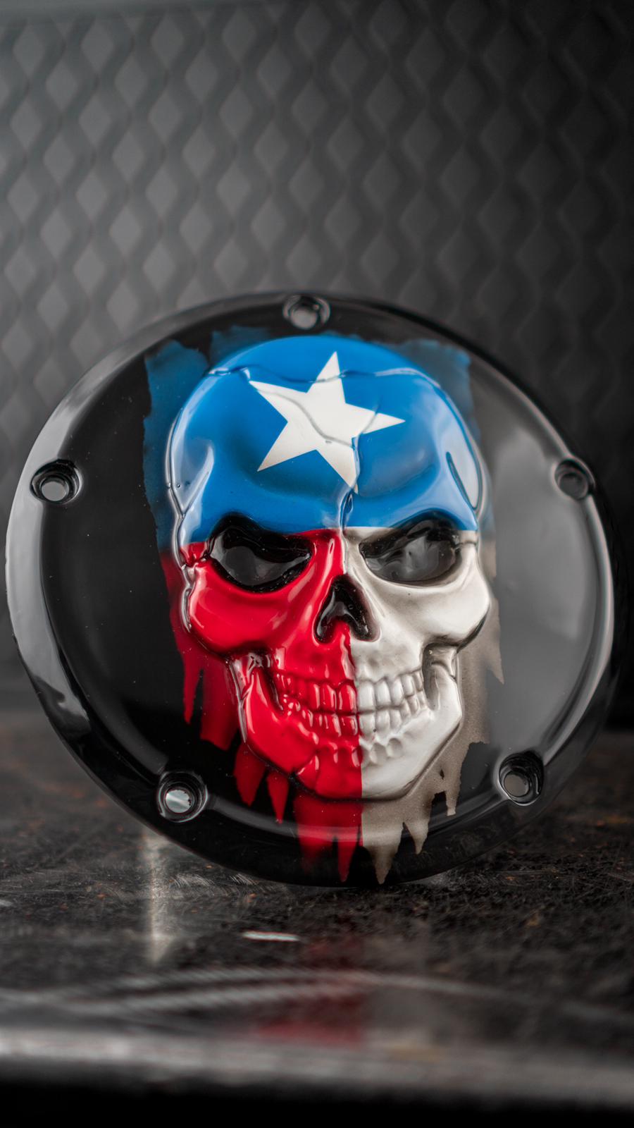 Texas flag gloss black background Harley Derby Cover