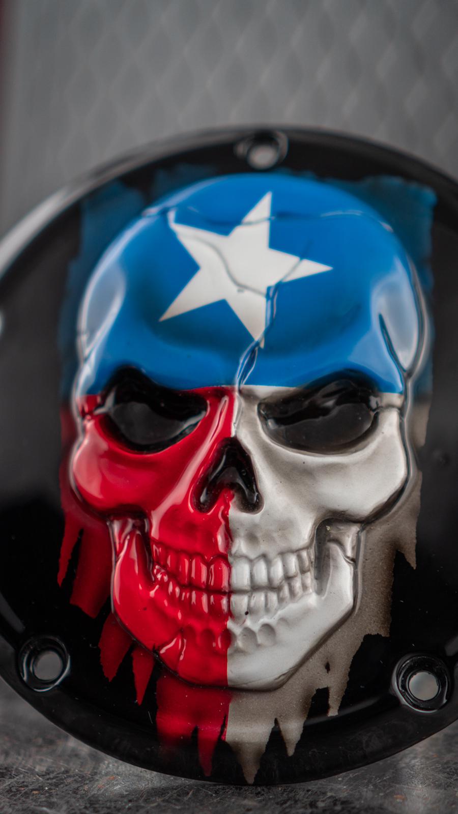 Texas flag gloss black background Harley Derby Cover