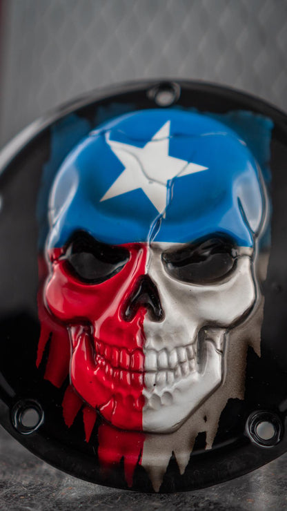 Texas flag gloss black background Harley Derby Cover