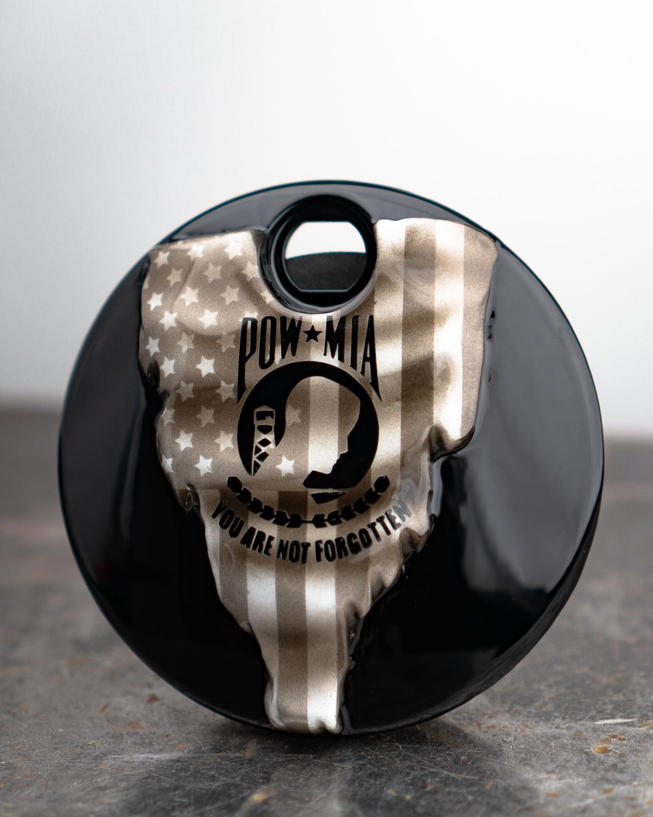 3D tattered American flag with POW-MIA