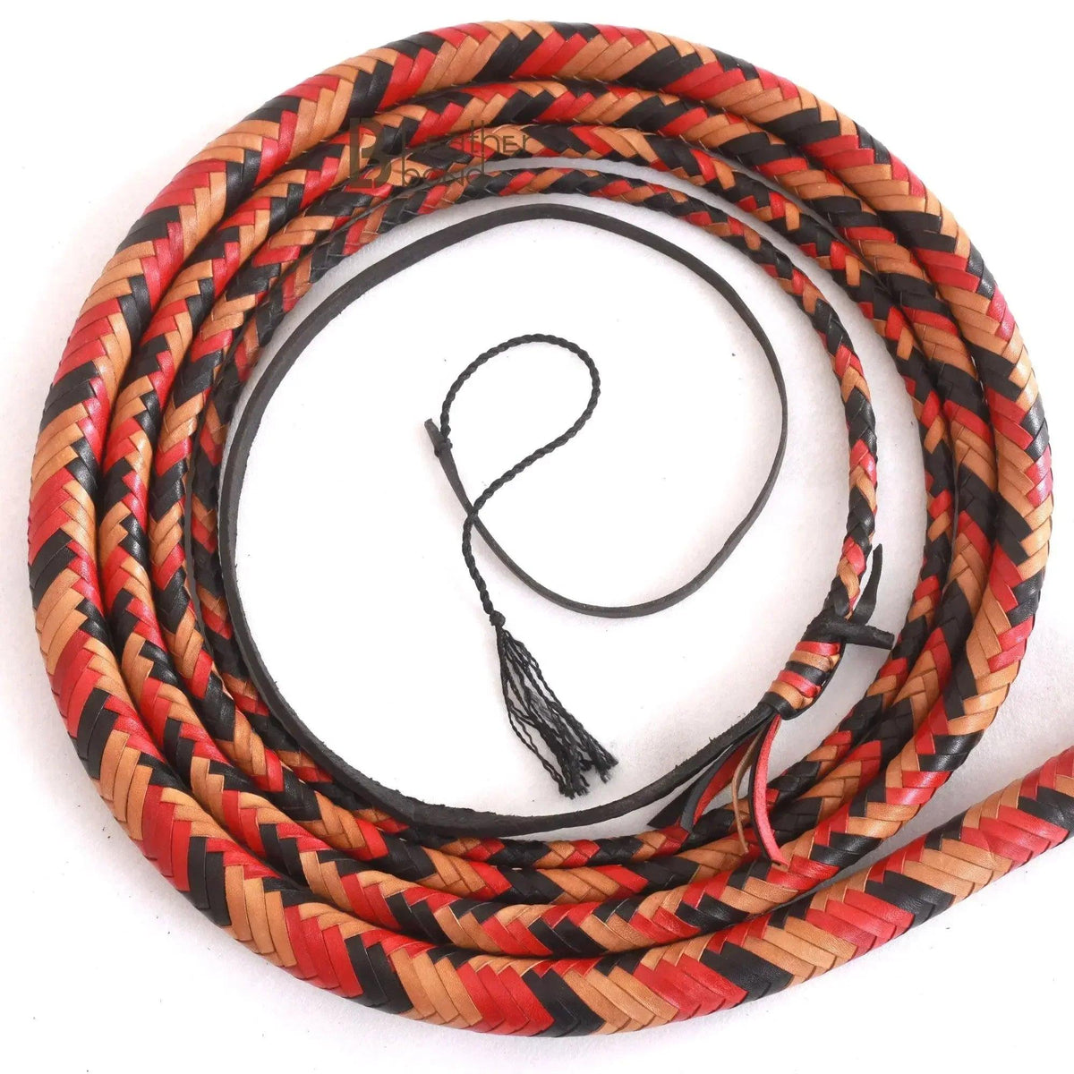 Kangaroo Hide Bullwhip — 16-Strand, Leather Belly & Bolster, 6–16 ft