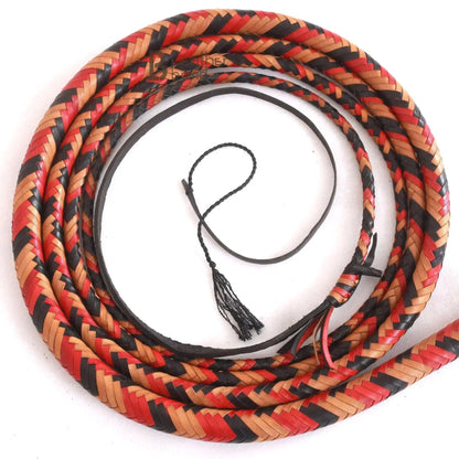 Kangaroo Hide Bullwhip — 16-Strand, Leather Belly & Bolster, 6–16 ft