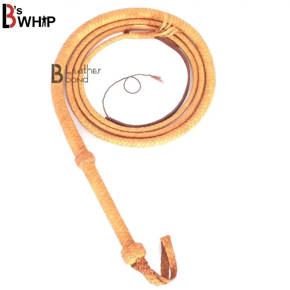 Cowhide Bullwhip — 8-Plait, Tan, 4–10 ft