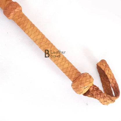 Cowhide Bullwhip — 8-Plait, Tan, 4–10 ft
