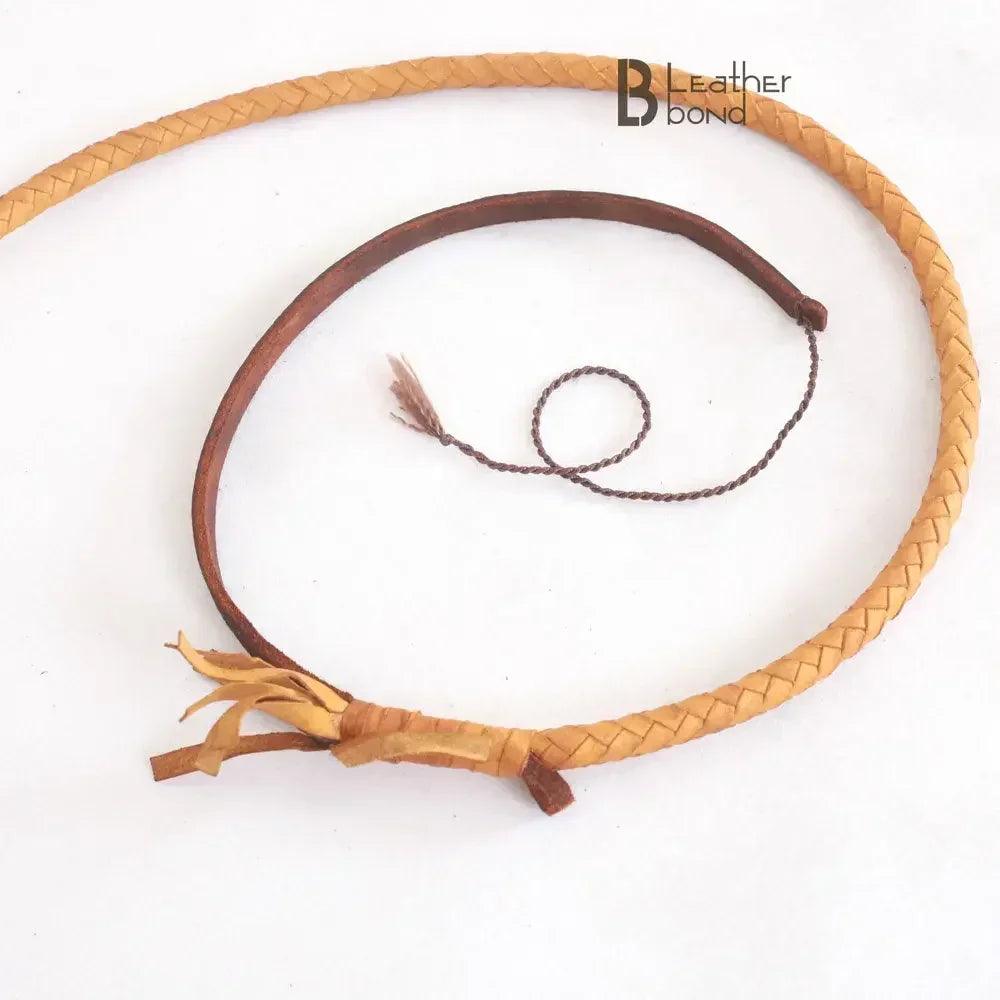 Cowhide Bullwhip — 8-Plait, Tan, 4–10 ft