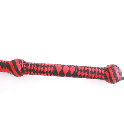 Cowhide Bullwhip — 8-Plait, Red & Black, 8 ft