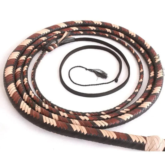 Bull Whip 6, 8, 10, 12, 14 & 16 Feet long 16 Strands Kangaroo Hide Leather Equestrian Bullwhip Leather Belly and Bolster Inside, Indiana Jones