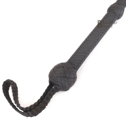 Paracord Bullwhip — 12-Strand, Black, 6–12 ft