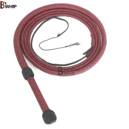 Paracord Bullwhip — 12-Strand, Red & Black, 6–8 ft