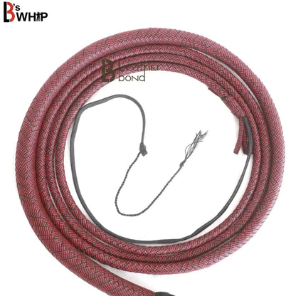 Paracord Bullwhip — 12-Strand, Red & Black, 6–8 ft