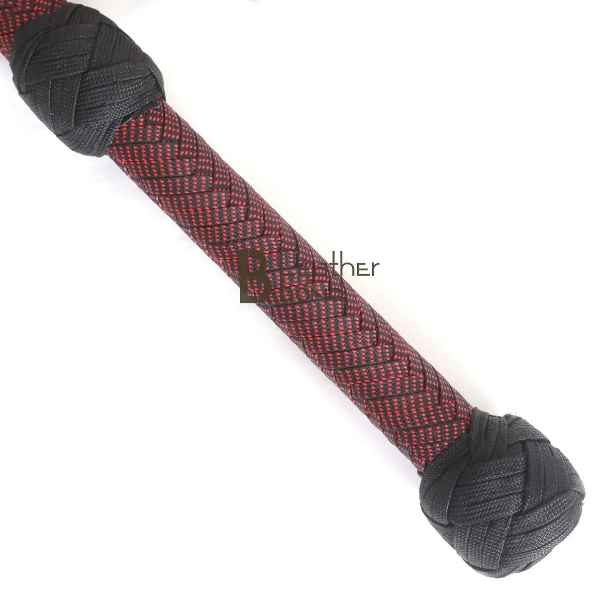Paracord Bullwhip — 12-Strand, Red & Black, 6–8 ft