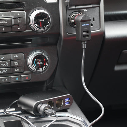 USB Car Charger Emergency Tool With Cigarette Lighter & USB Extensions