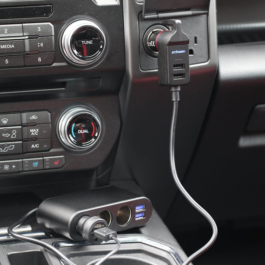 USB Car Charger Emergency Tool With Cigarette Lighter & USB Extensions