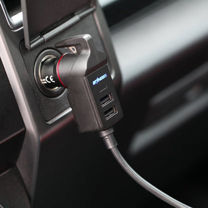 USB Car Charger Emergency Tool With Cigarette Lighter & USB Extensions