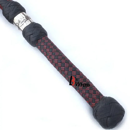 Zoro Black Paracord Bull Whip  16 Strands with Leather Plaited Bellies | 6 to 16 Feet  Bullwhip