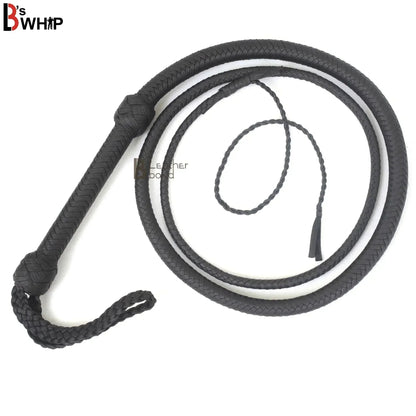 Indiana Jones Style Whip 06 to 16 Feet 12 Strands Bullwhip Black Para Cord Nylon Bull Whip with Leather Plaited Bellies