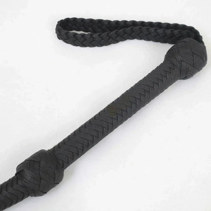 Indiana Jones Style Whip 06 to 16 Feet 12 Strands Bullwhip Black Para Cord Nylon Bull Whip with Leather Plaited Bellies