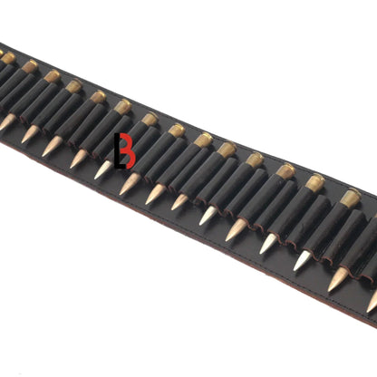Cowhide Leather Rifle Cartridge Belt Bandolier Hunting Shell Holder & Ammo Carrier