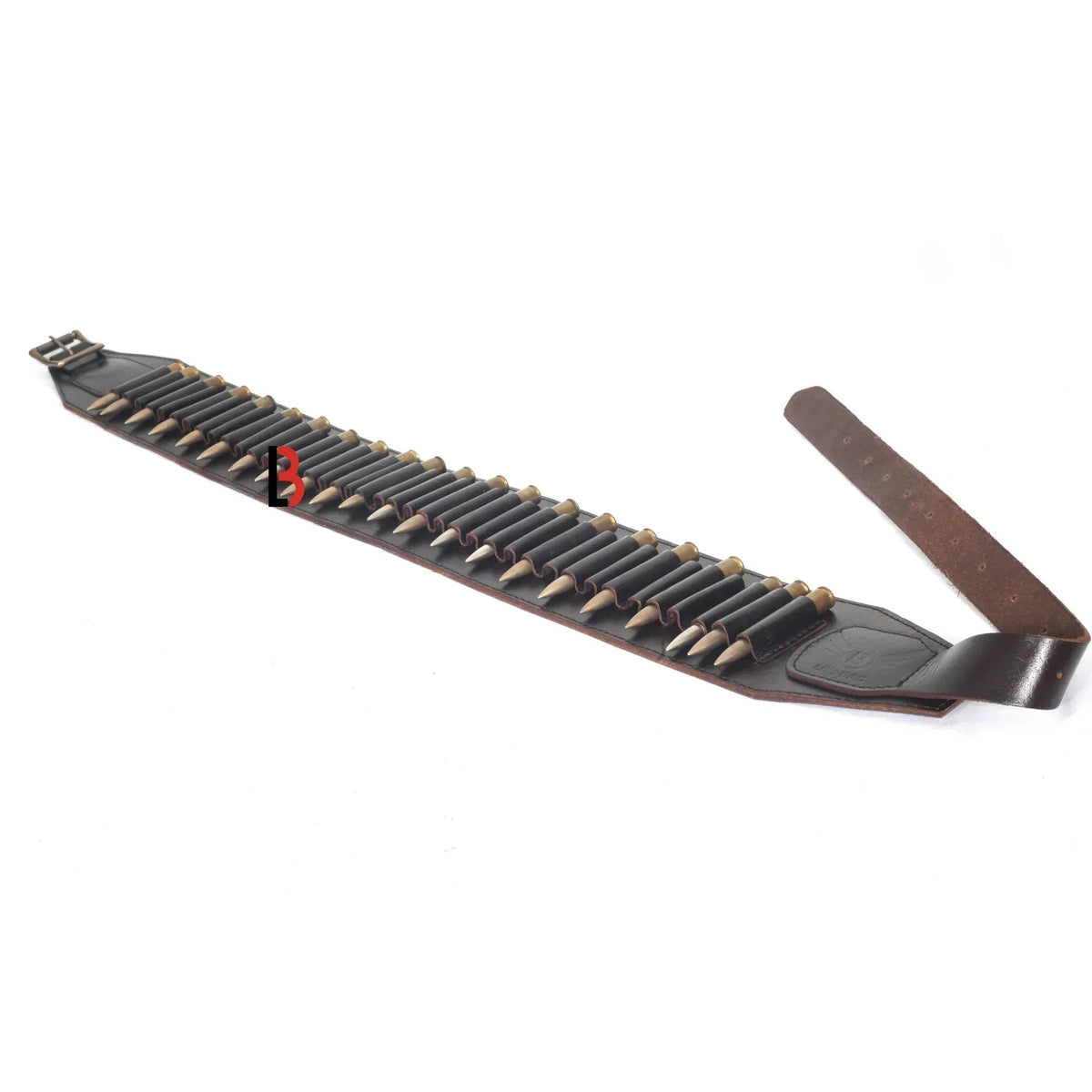 Cowhide Leather Rifle Cartridge Belt Bandolier Hunting Shell Holder & Ammo Carrier