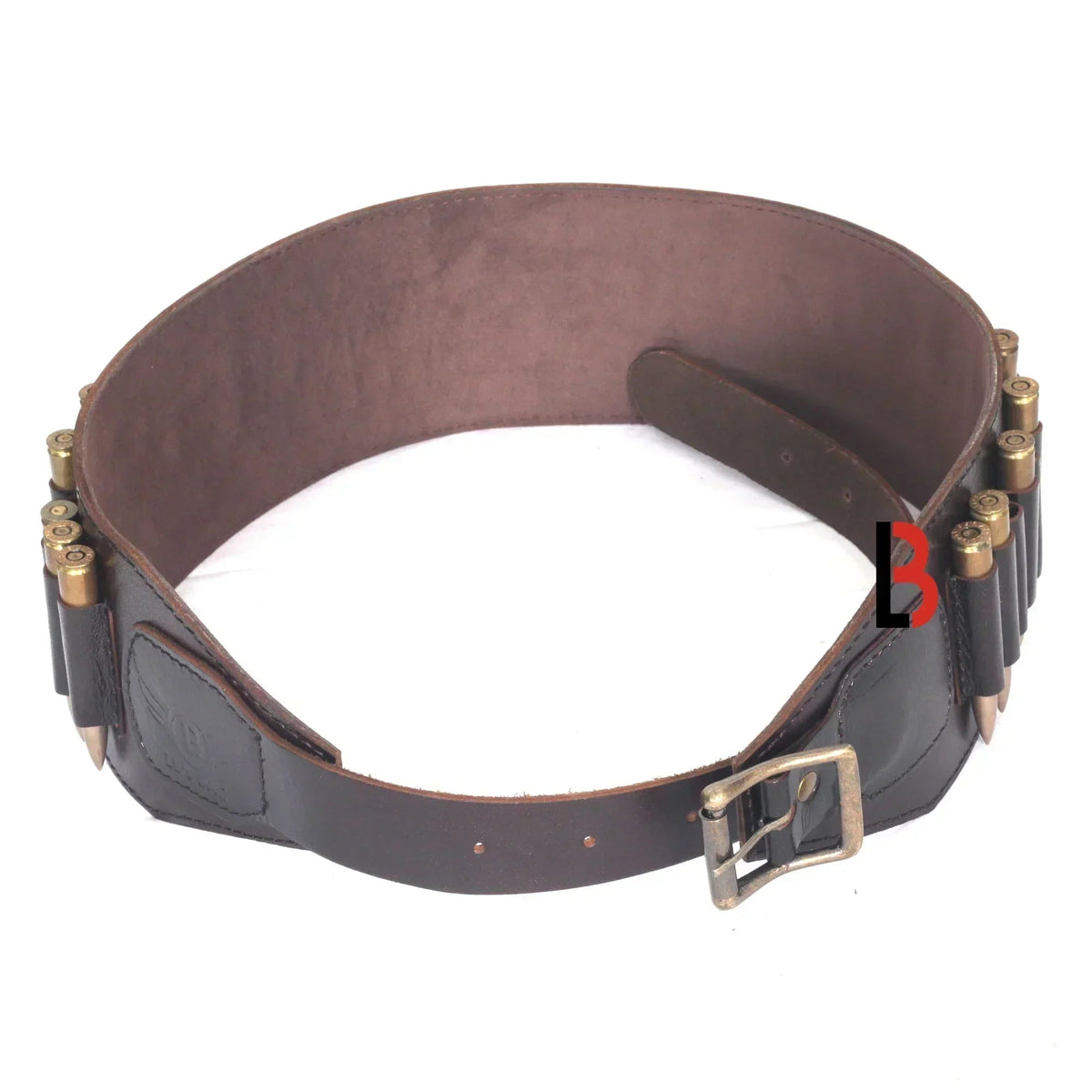 Cowhide Leather Rifle Cartridge Belt Bandolier Hunting Shell Holder & Ammo Carrier