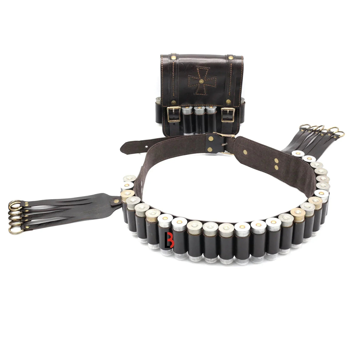 Cowhide Leather Cartridge Belt Bird Hanger & Hunting Pouch | 12 Gauge Shotgun Shell Belt